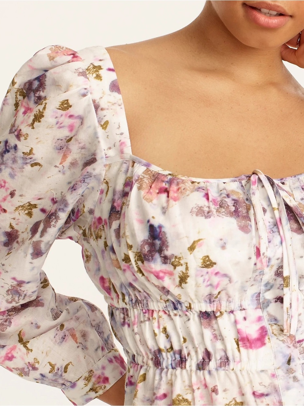 J. Crew x Flora Obscura Floral Square-Neck Blouse  - Sz 8 NWOT